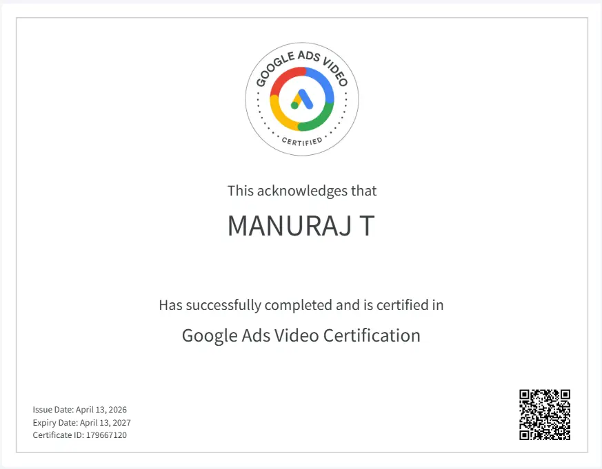 best freelance digital marketer in malappuram Google ads Video Certification