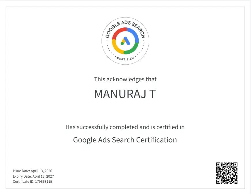 best freelance digital marketer in malappuram Google ads search certification
