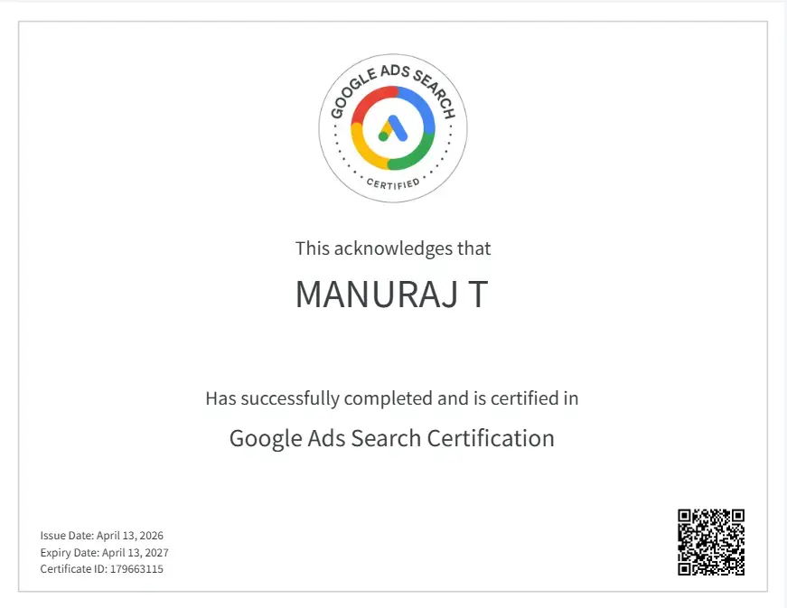 best freelance digital marketer in malappuram Google ads search certification