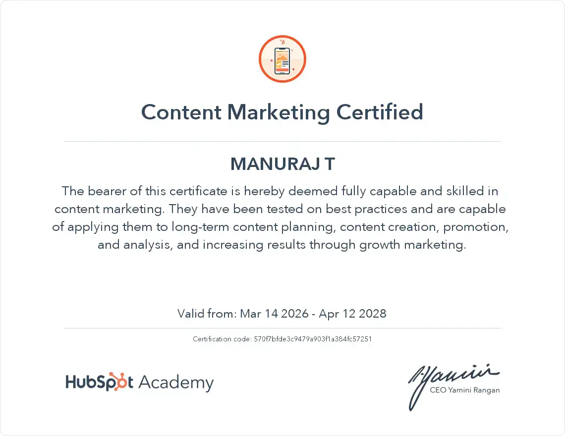 best freelance digital marketer in malappuram hubspot certificate